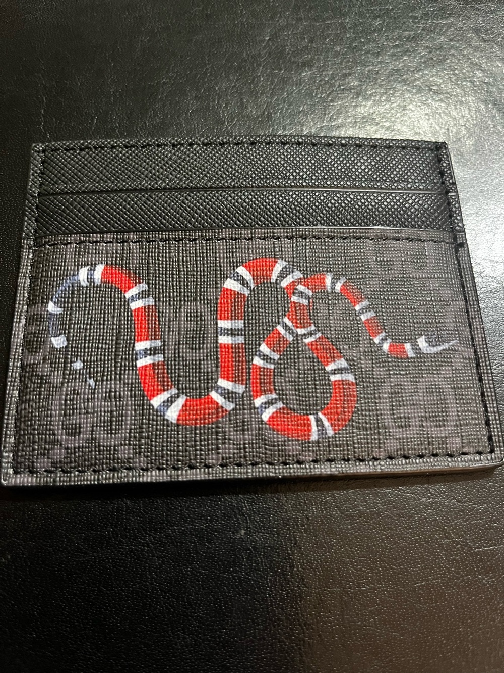 Double G Designer Letter Monogram Snake Card Wallet